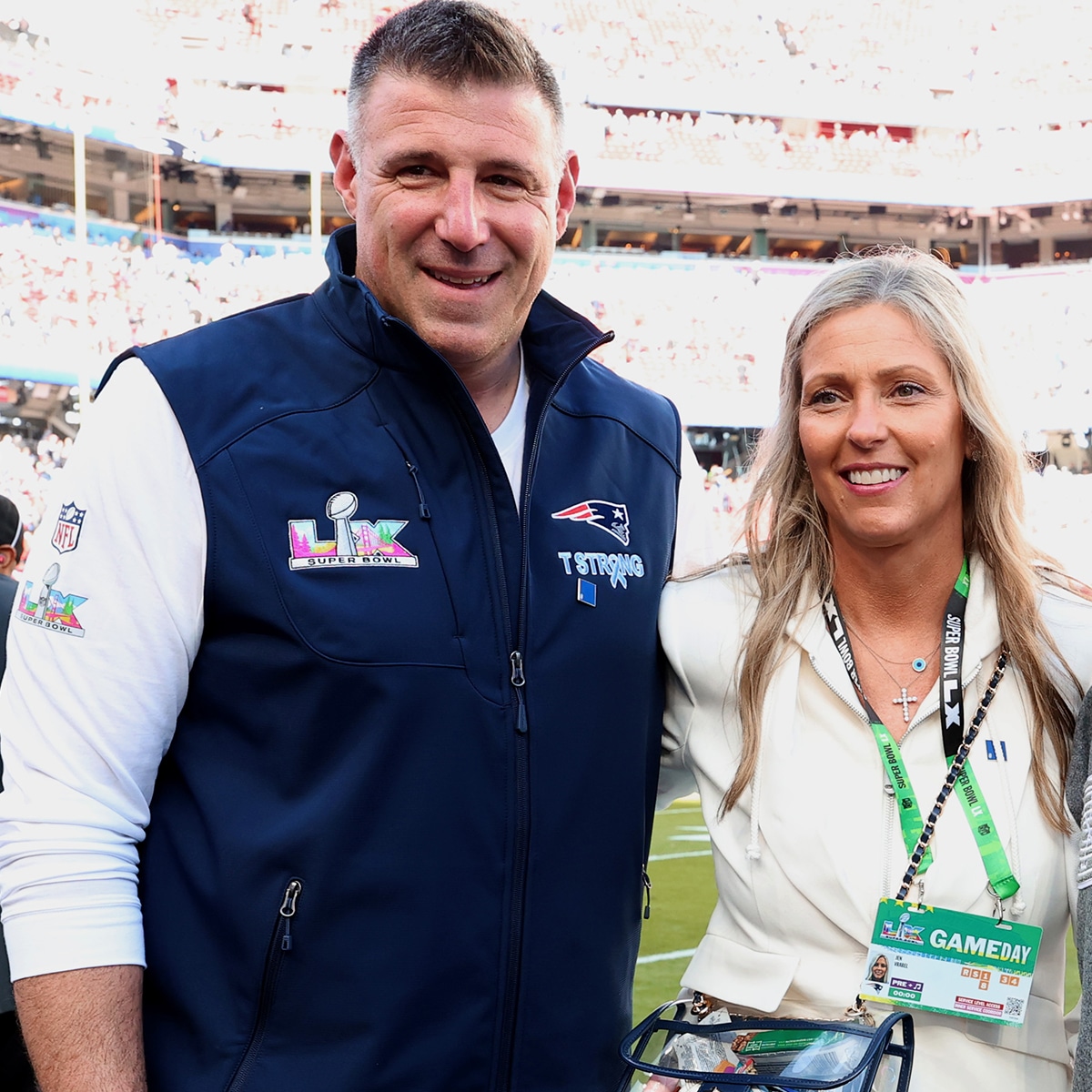 Mike Vrabel and wife Jen attend Swift-Kelce wedding amid scandal fallout.