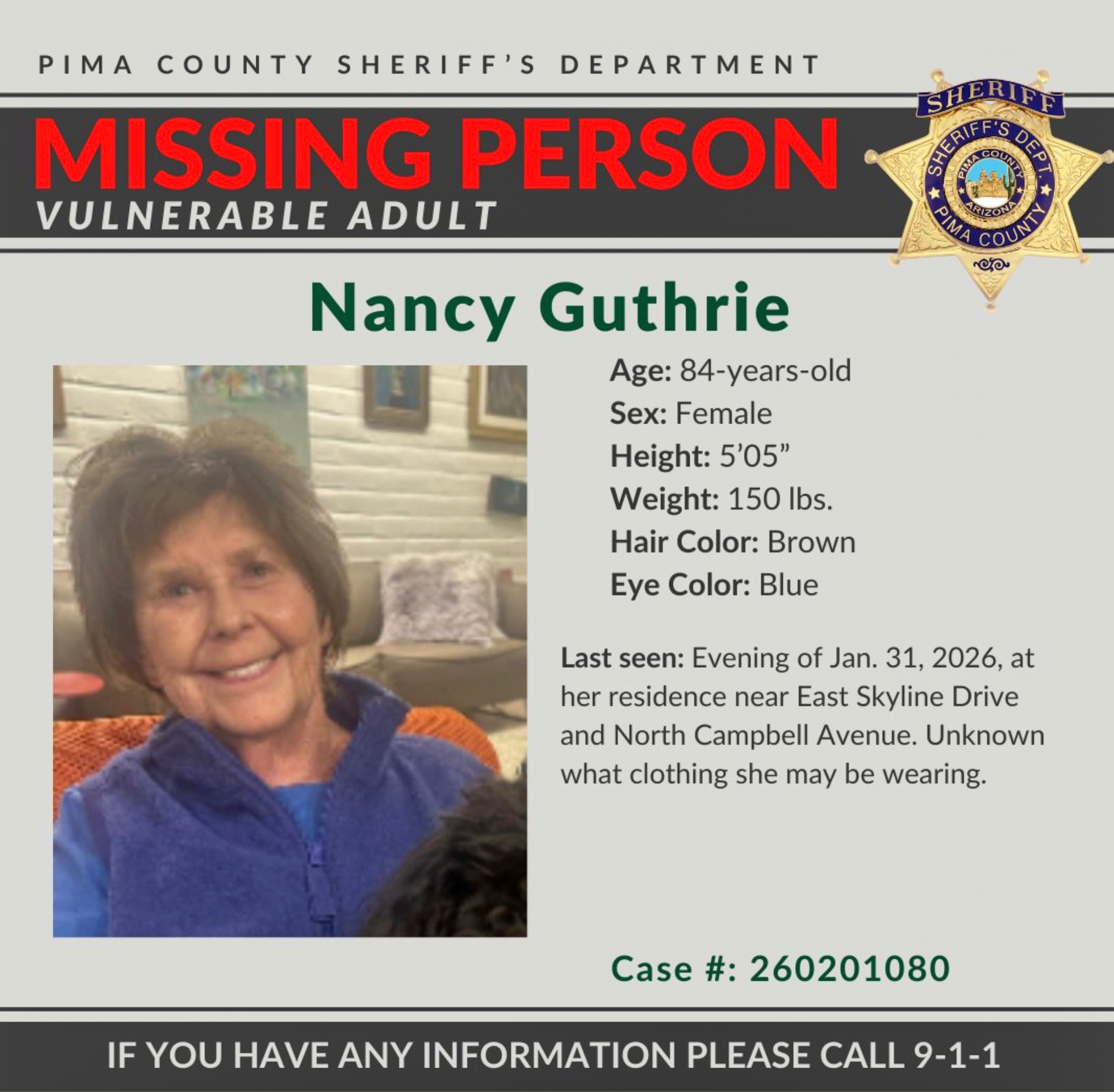 Pima County Sheriff Releases Nancy Guthrie Ransom Notes Six Months After Kidnapping