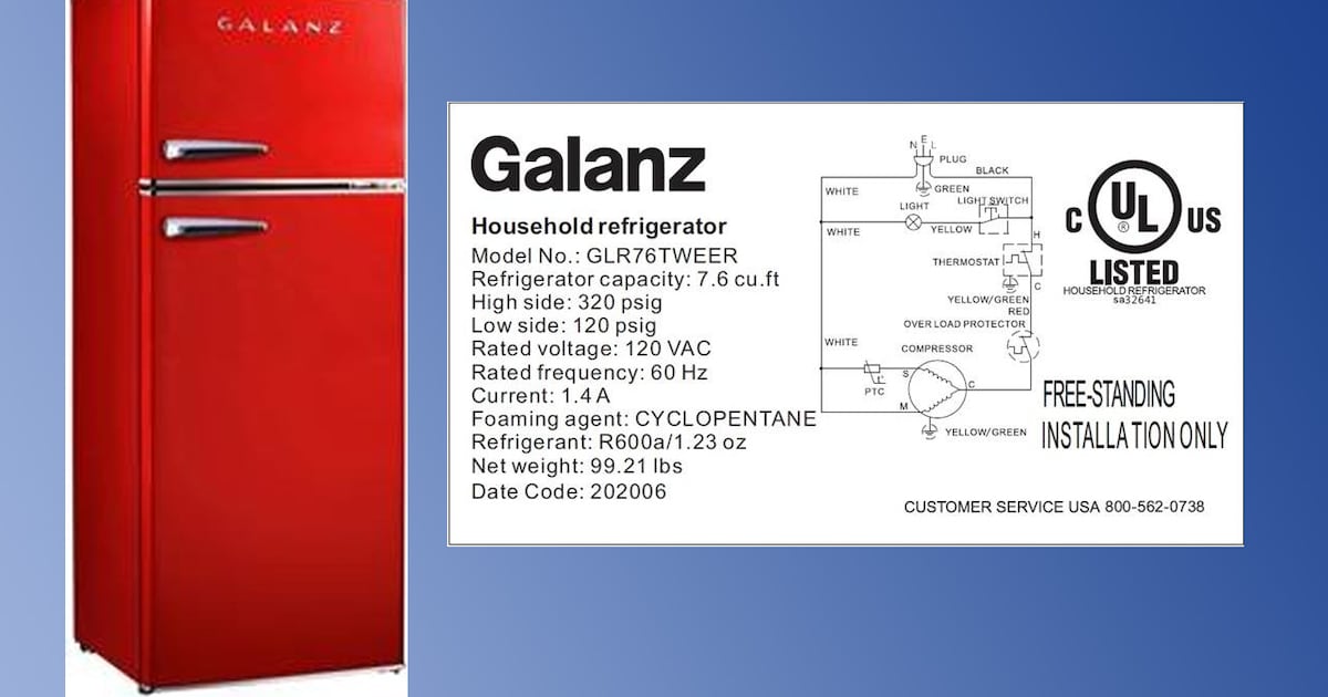 Galanz Recalls Over 121,000 Retro Refrigerators Due to Fire Hazard, One Death Reported