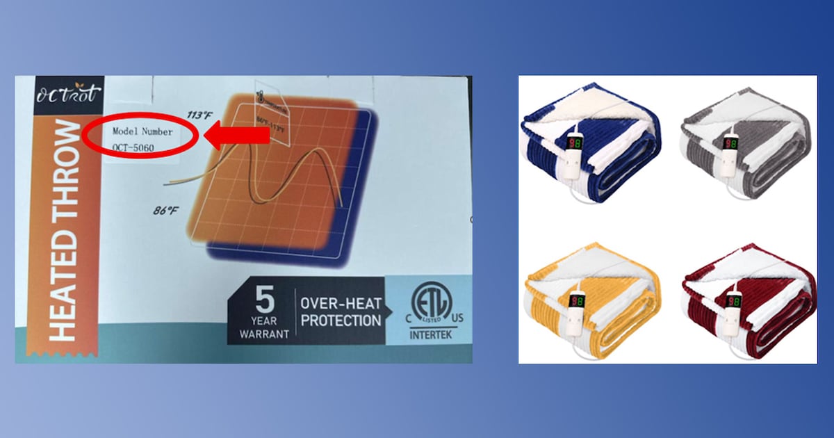 Octrot Recalls 178,000 Heated Blankets Due to Shock, Burn, and Fire Hazards