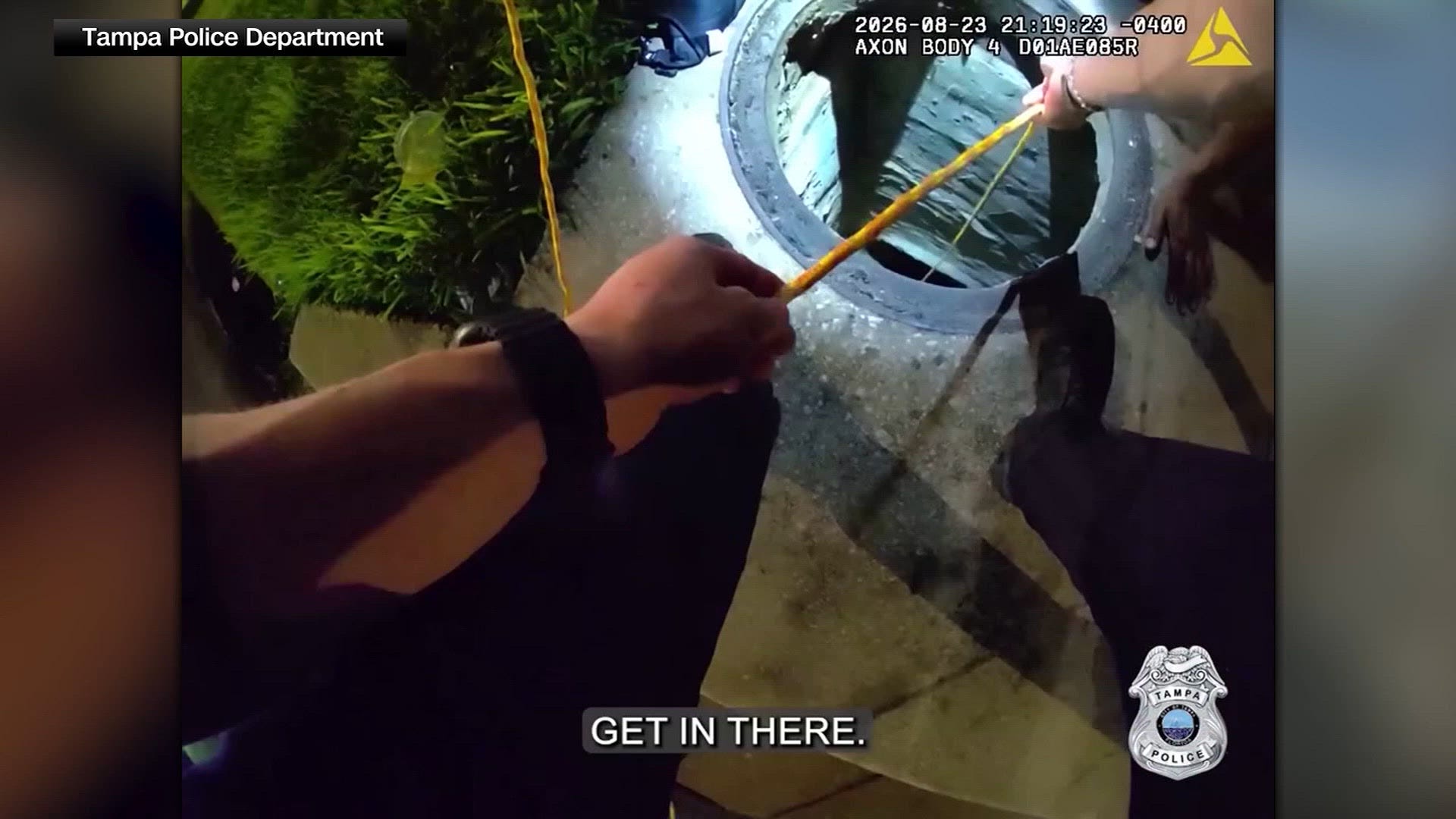 Tampa Police Officers Use Cheese to Rescue Dog Trapped in Storm Drain