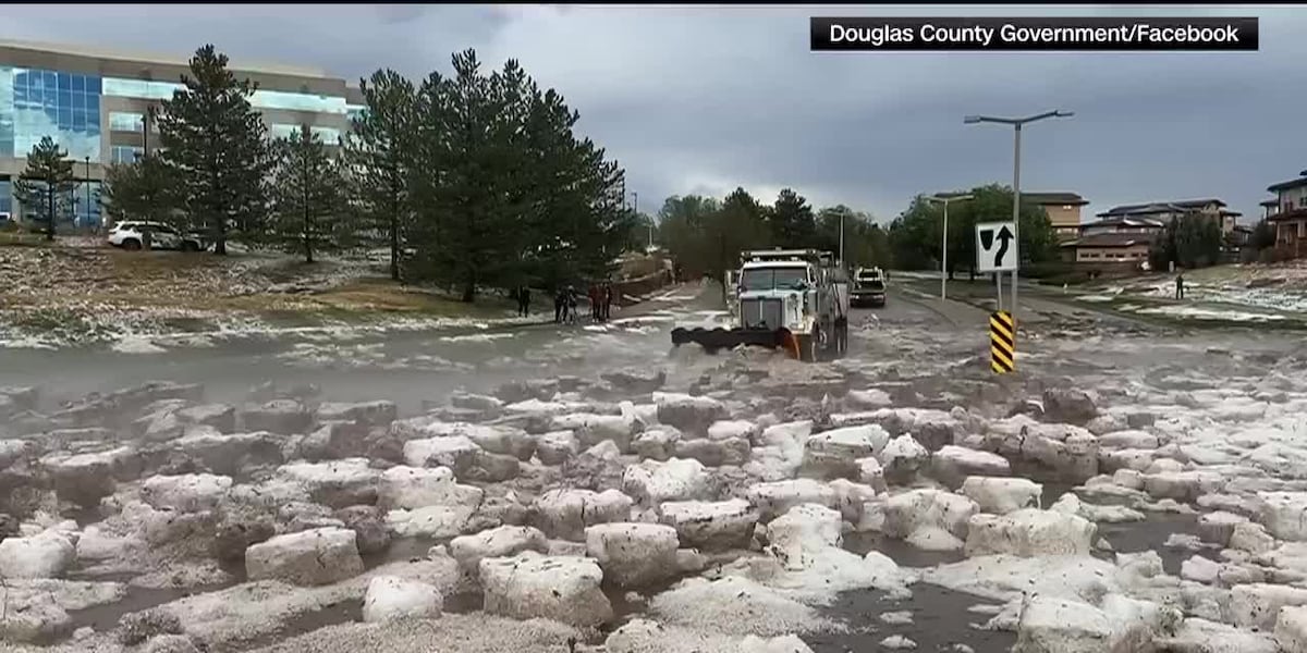 Snowplows Clear Piles of Hail Stones from Douglas County Roads After Severe Storm