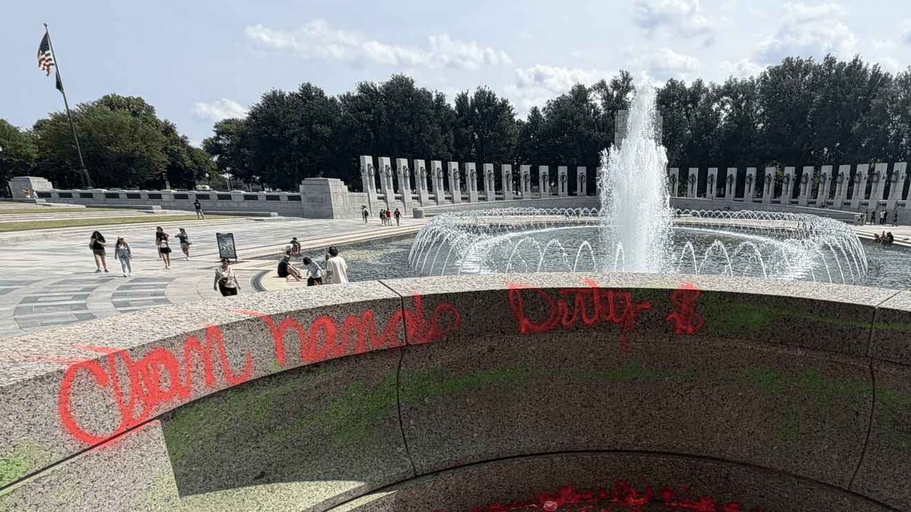 Washington's World War II Memorial Vandalized with Graffiti, Bubbles; Investigation Underway