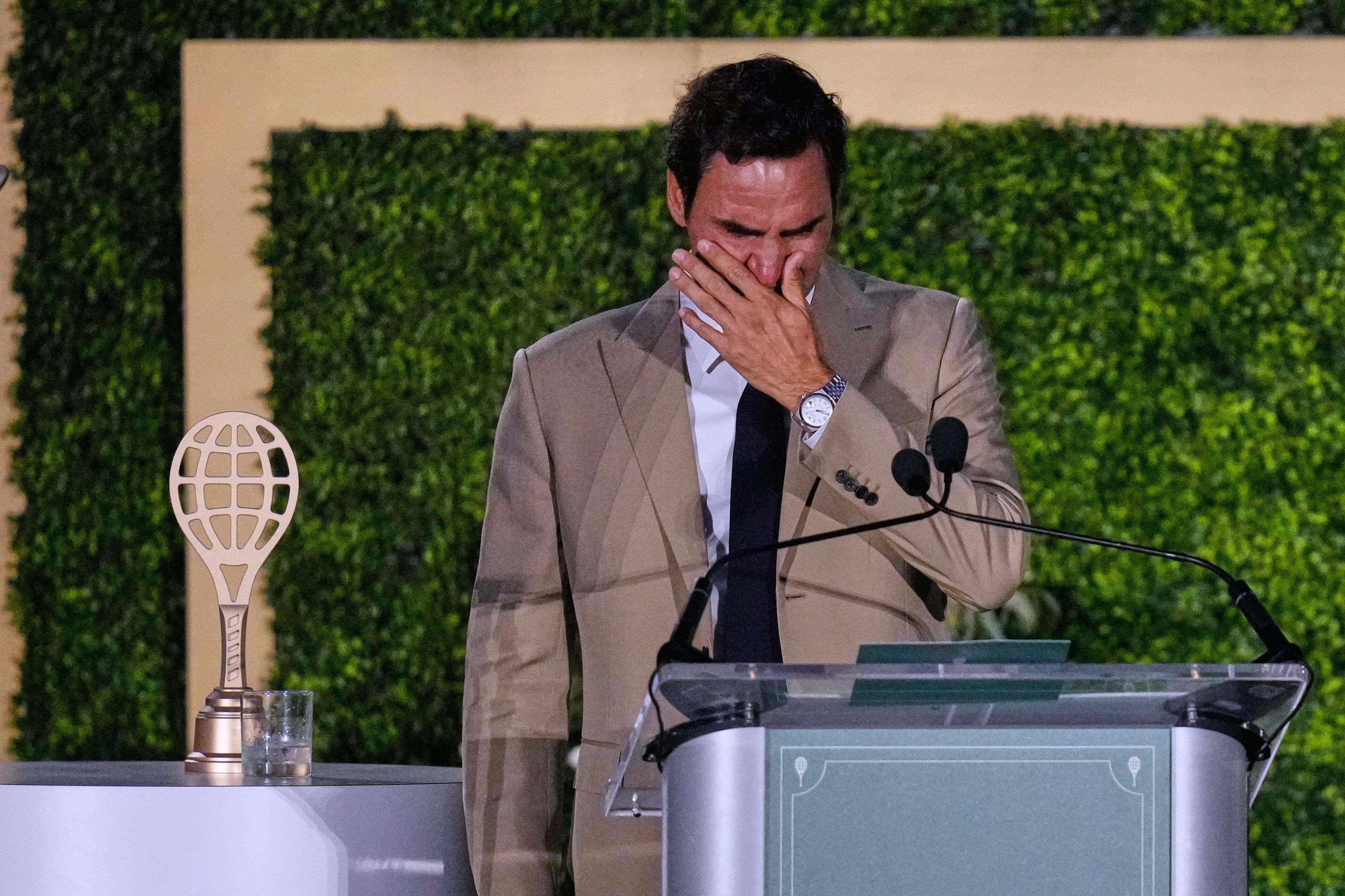 Roger Federer brought to tears during International Tennis Hall of Fame induction ceremony
