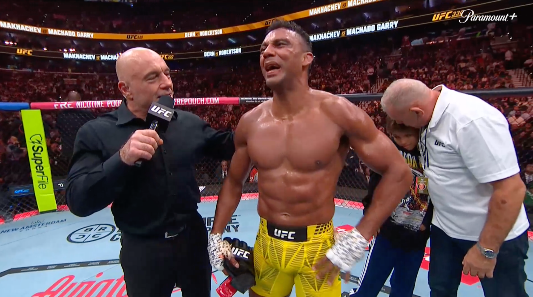 UFC Veteran Edson Barboza Retires Tearfully After TKO Loss to Esteban Ribovics at UFC 330