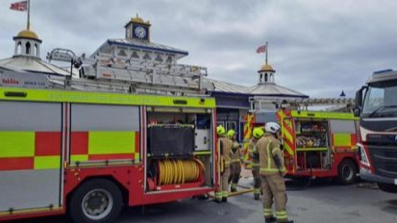 Emergency crews extinguish fire at historic Eastbourne Pier following full evacuation