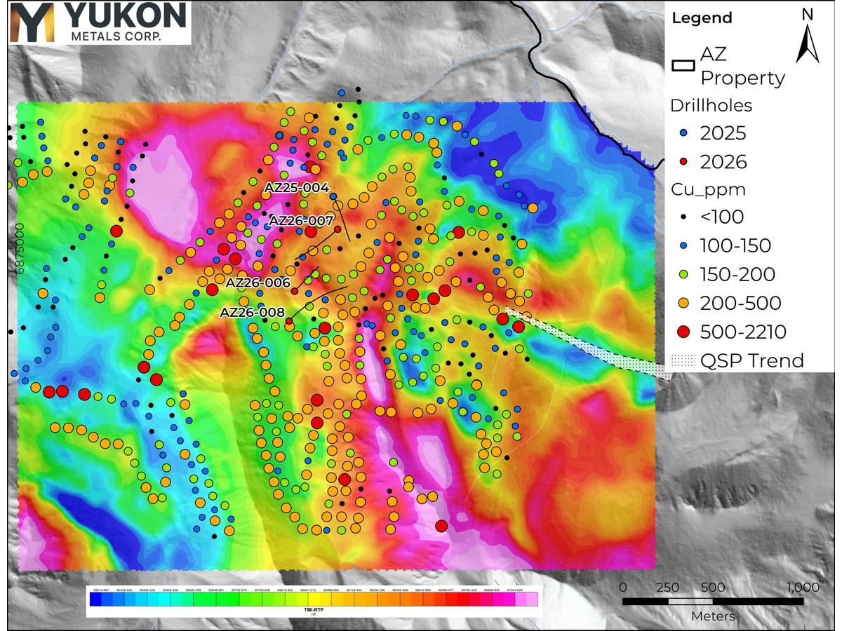 UAV Magnetic Survey Reveals Untested Mineralization Target at Yukon Metals AZ Copper-Gold Project
