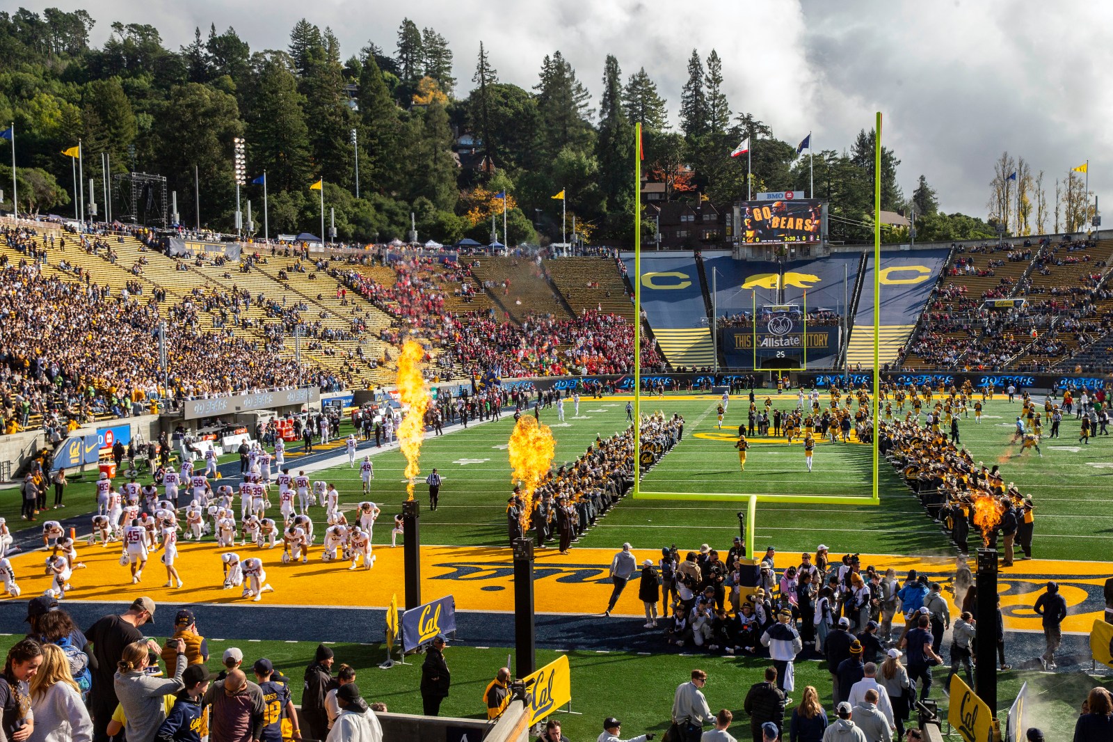 California removes stadium tarps in anticipation of its largest opening crowd in a decade.
