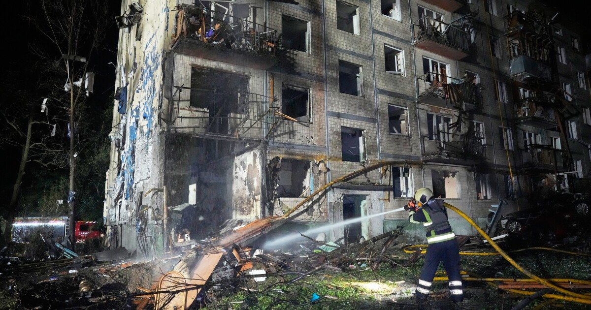 Russia launches missile and drone barrage on Kyiv, killing nine amid defense shortages.