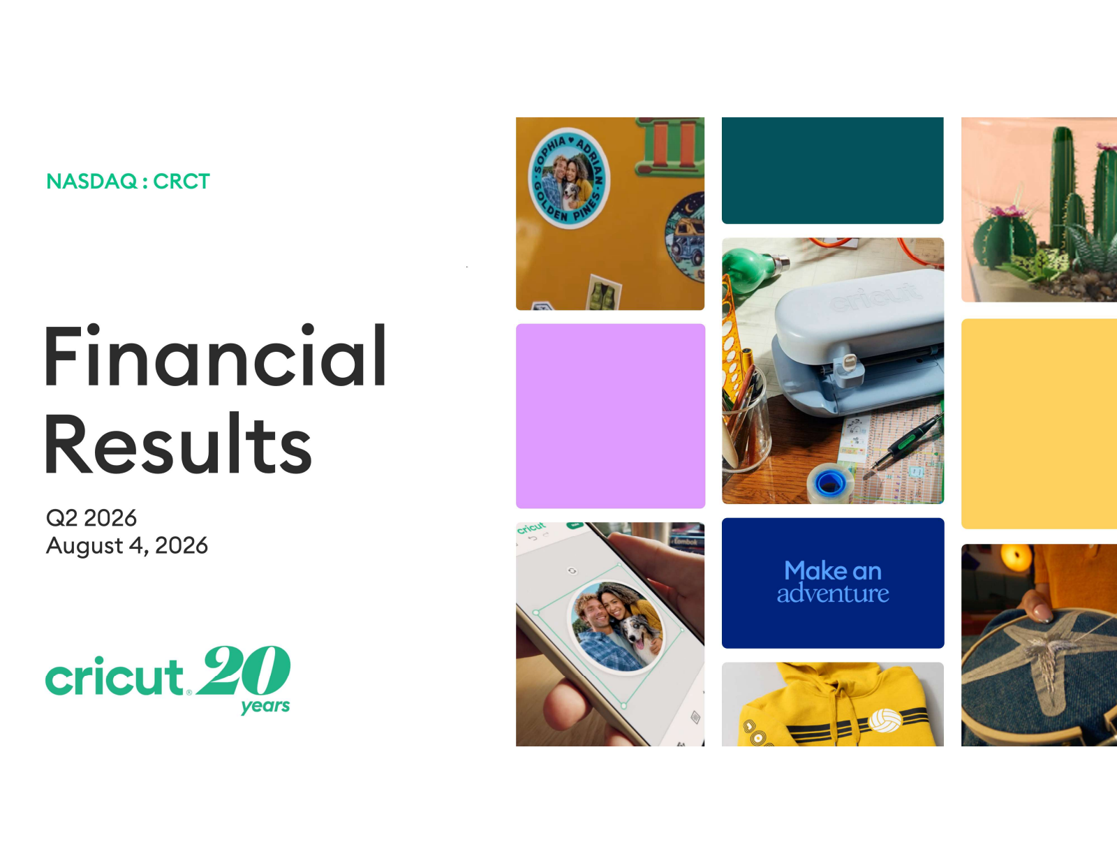 Creative technology company Cricut announces schedule for upcoming investor conferences and webcasts.