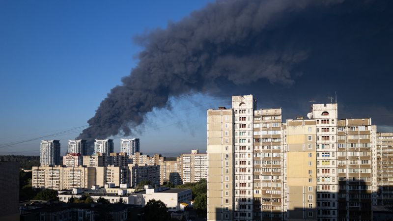 Russian Strike Triggers Massive Fire and Evacuations in Kyiv Region