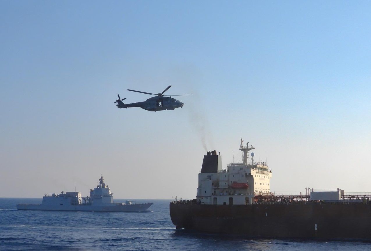 European Naval Forces Board Toa Payoh Tanker in Mediterranean to Enforce Russia Sanctions.