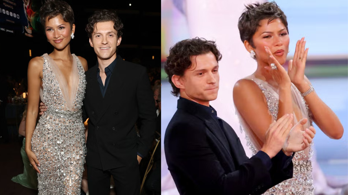 Zendaya and Tom Holland make their first joint awards show appearance at the Emmys.