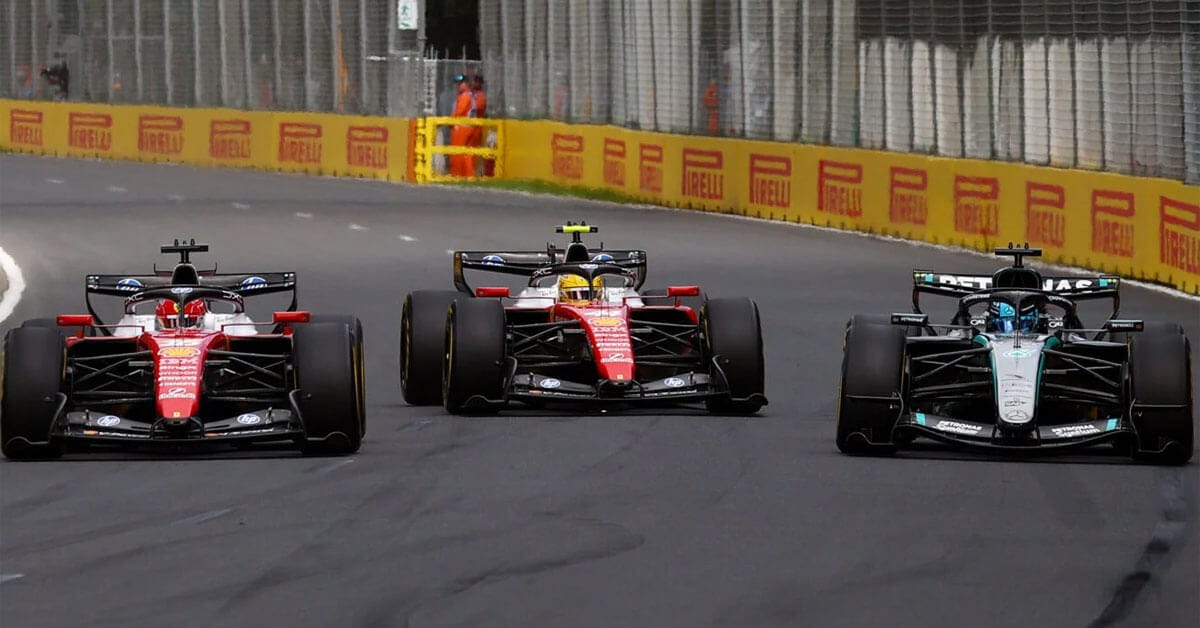 Charles Leclerc leads Ferrari teammate Lewis Hamilton during opening practice at the Italian Grand Prix.