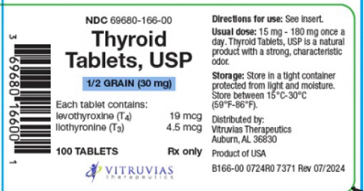 FDA Upgrades Recall for Superpotent Thyroid Tablets to Most Serious Class I