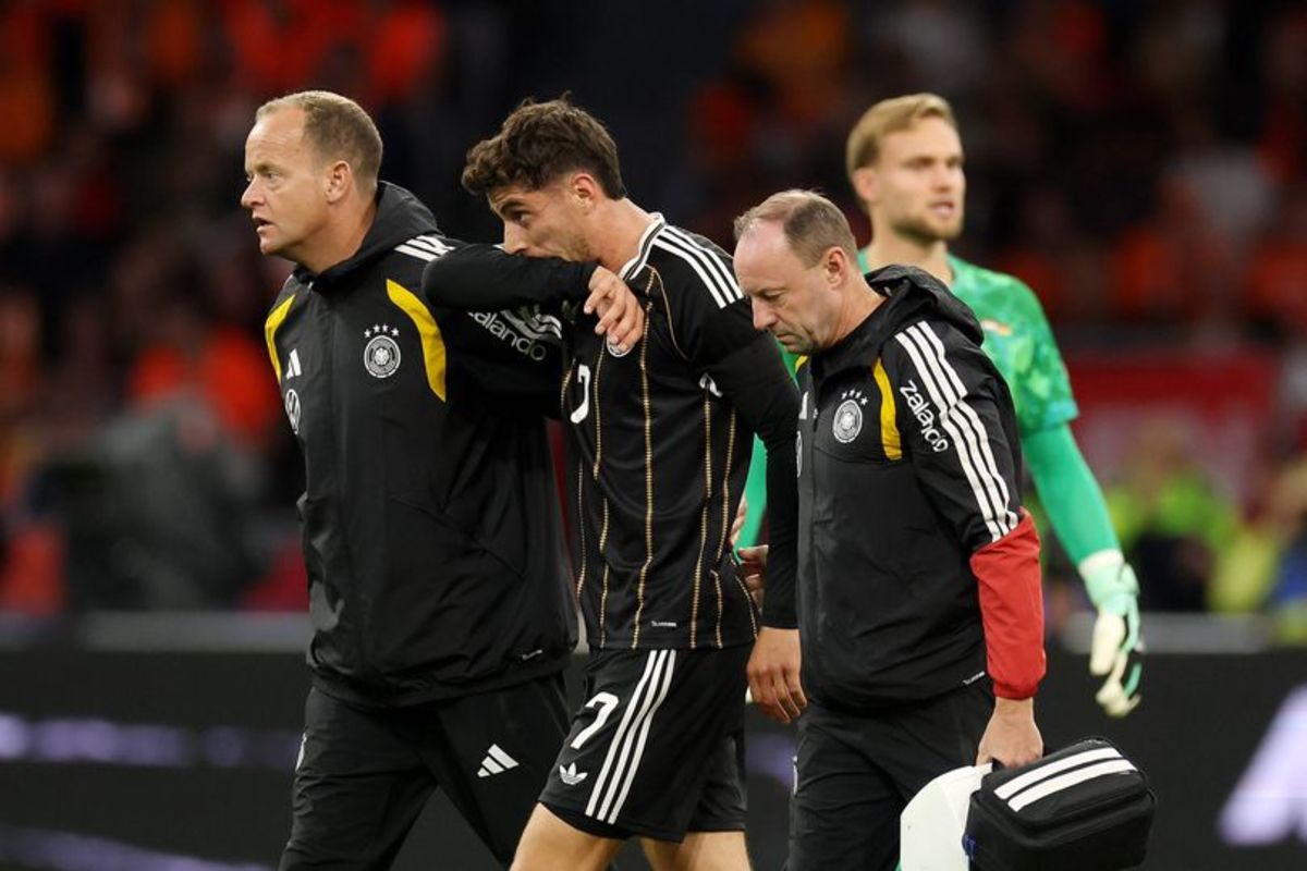 Arsenal forward Kai Havertz leaves Germany match early with potential hamstring injury.