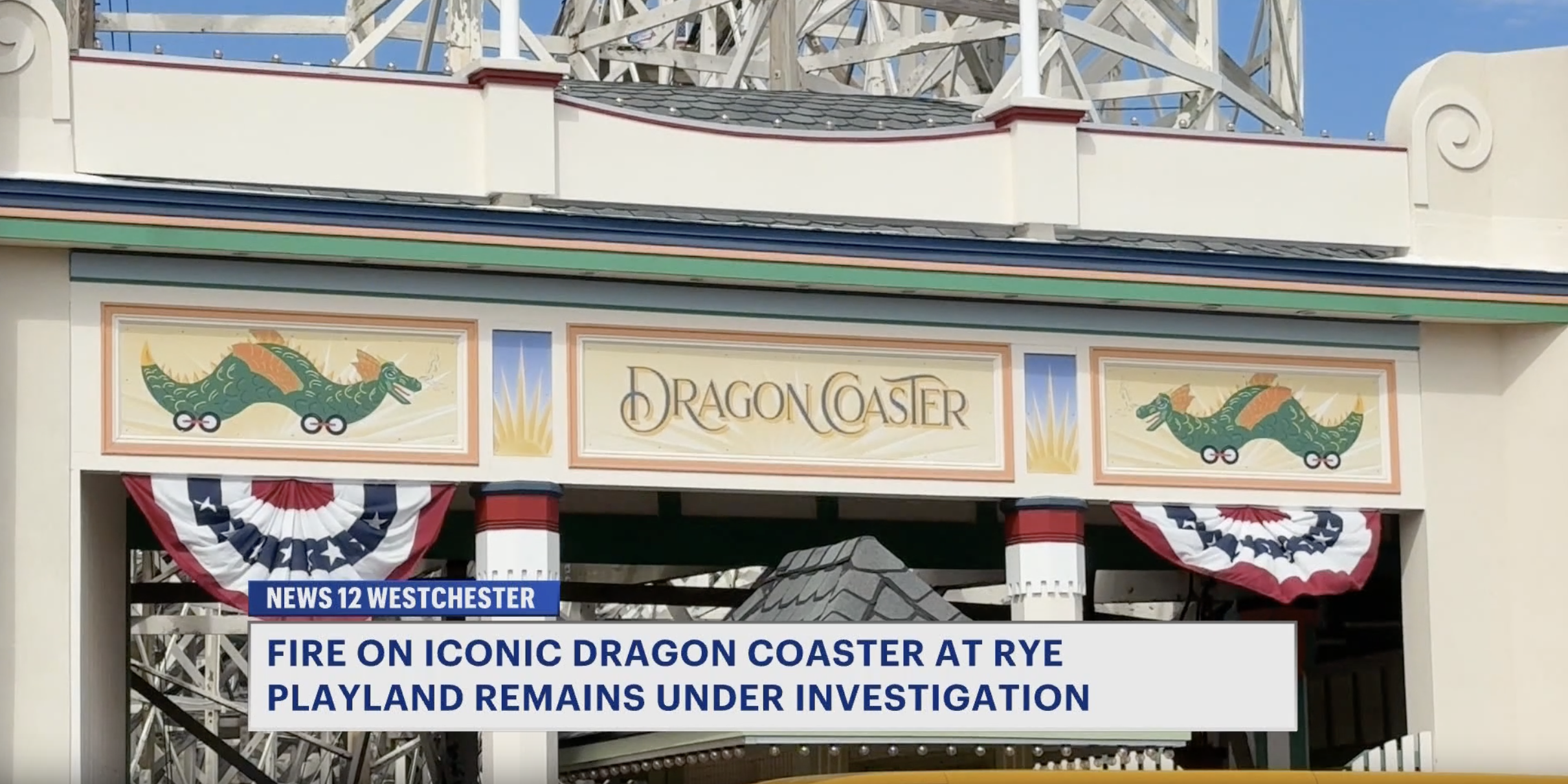Fire damages the historic Dragon Coaster at Playland in Rye, with repairs planned.
