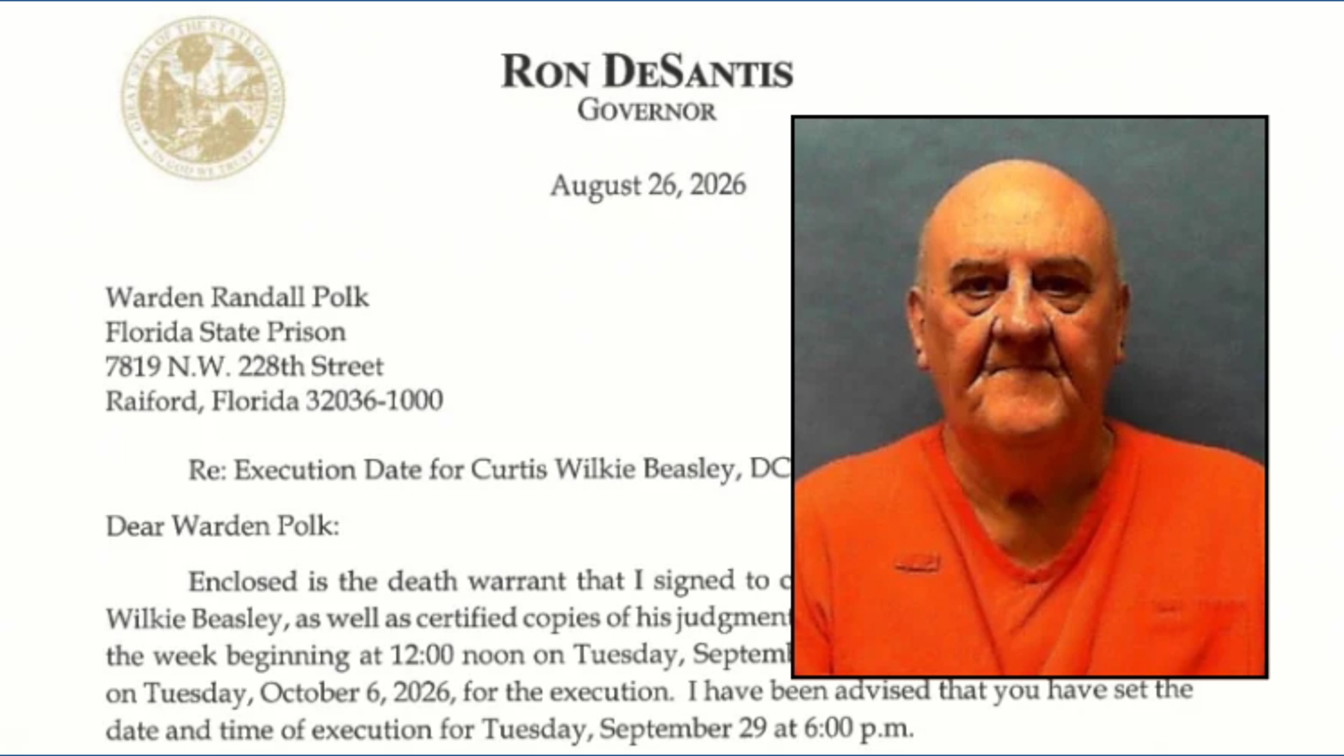 Florida executes 77-year-old Curtis Wilkie Beasley for a 1995 murder and robbery.