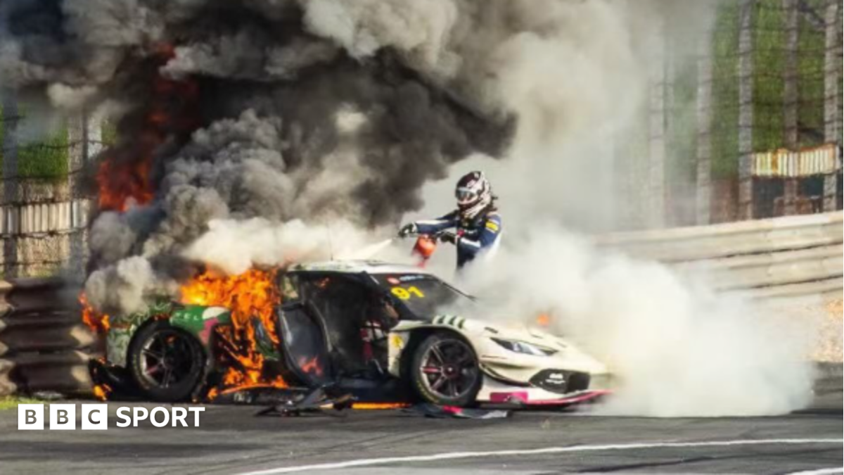 Rival Driver Loek Hartog Rescues Ollie Millroy From Burning Ferrari in Shanghai