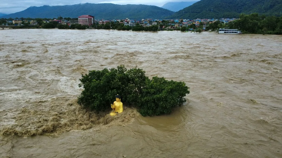 Heavy rains trigger severe flood threats and river breaches across eastern India and South Asia.