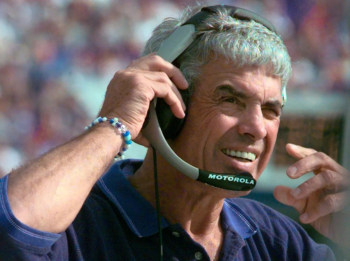 Coach Jim Mora proudly watches his son's successful debut in Colorado State win.