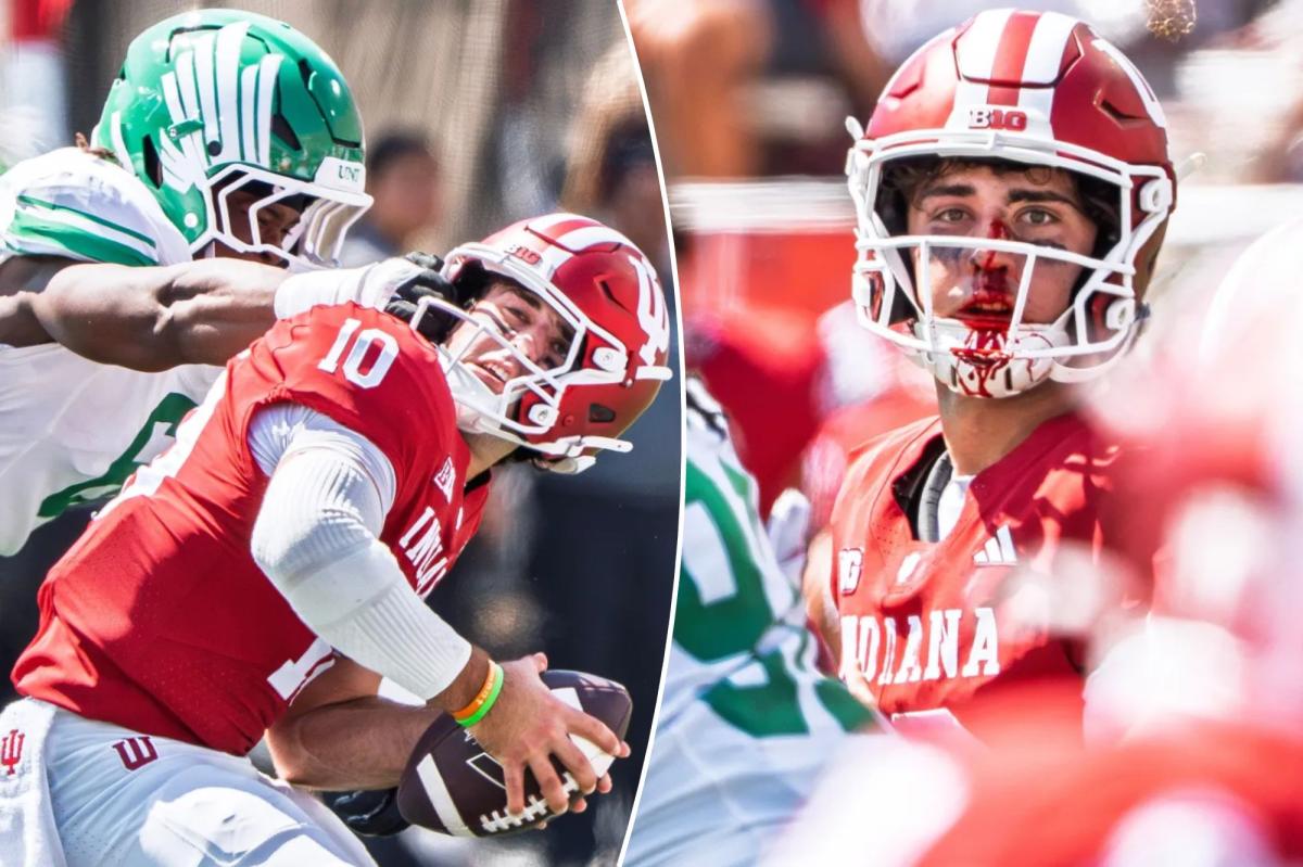 Indiana quarterback Josh Hoover overcomes bloody injury to throw touchdown in debut