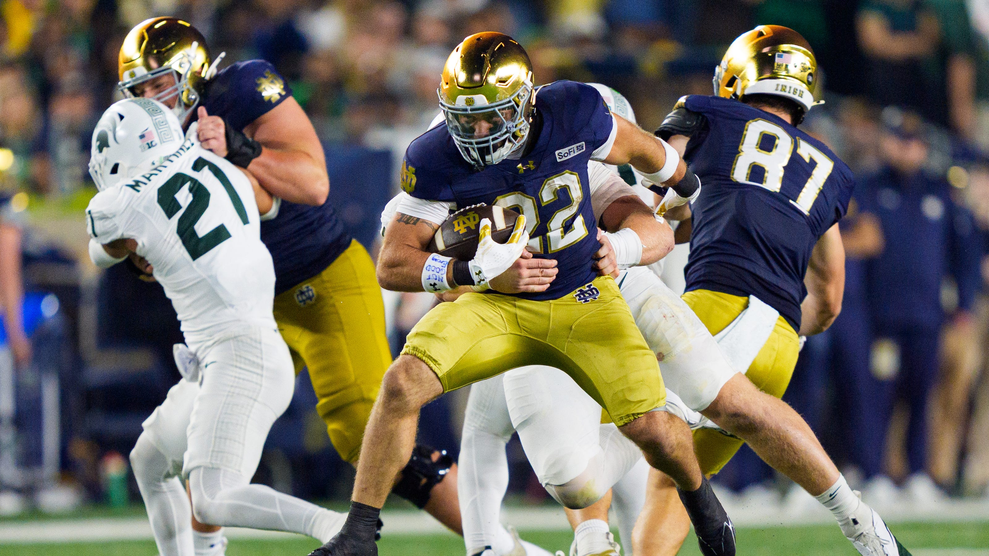 No. 3 Notre Dame hosts unbeaten Michigan State in their first meeting since 2017.
