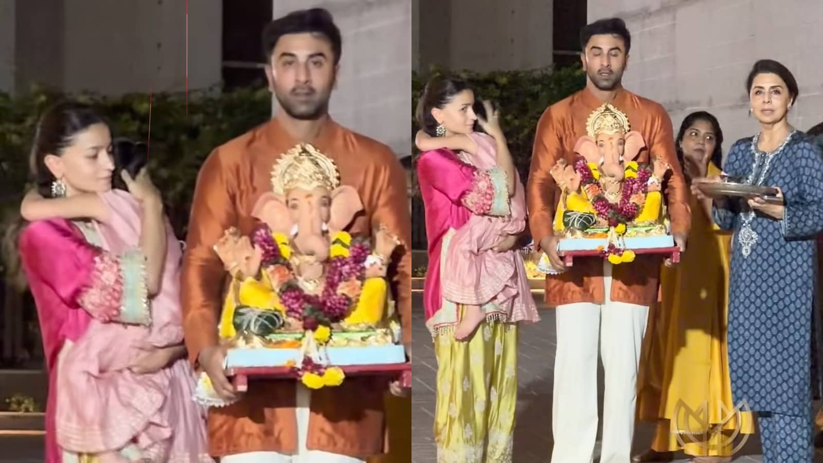 Alia Bhatt Shields Daughter's Face During Family Ganpati Visarjan
