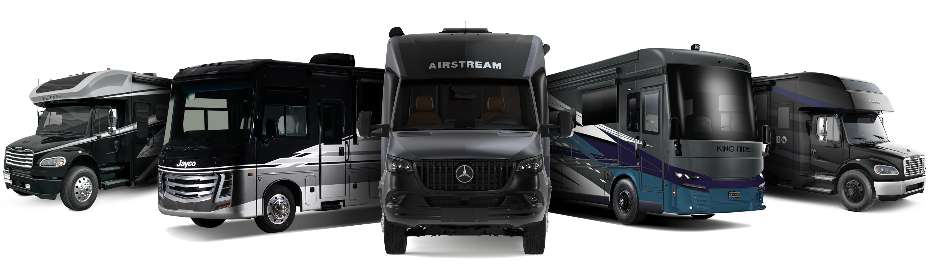 New RV listings showcase diverse travel trailers and luxury motorhomes for modern campers.