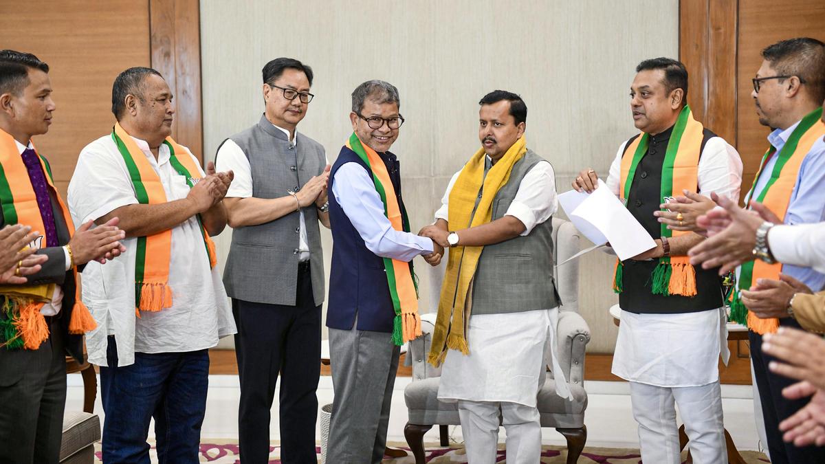 Eight UDP MLAs join BJP, raising its assembly strength to ten seats.