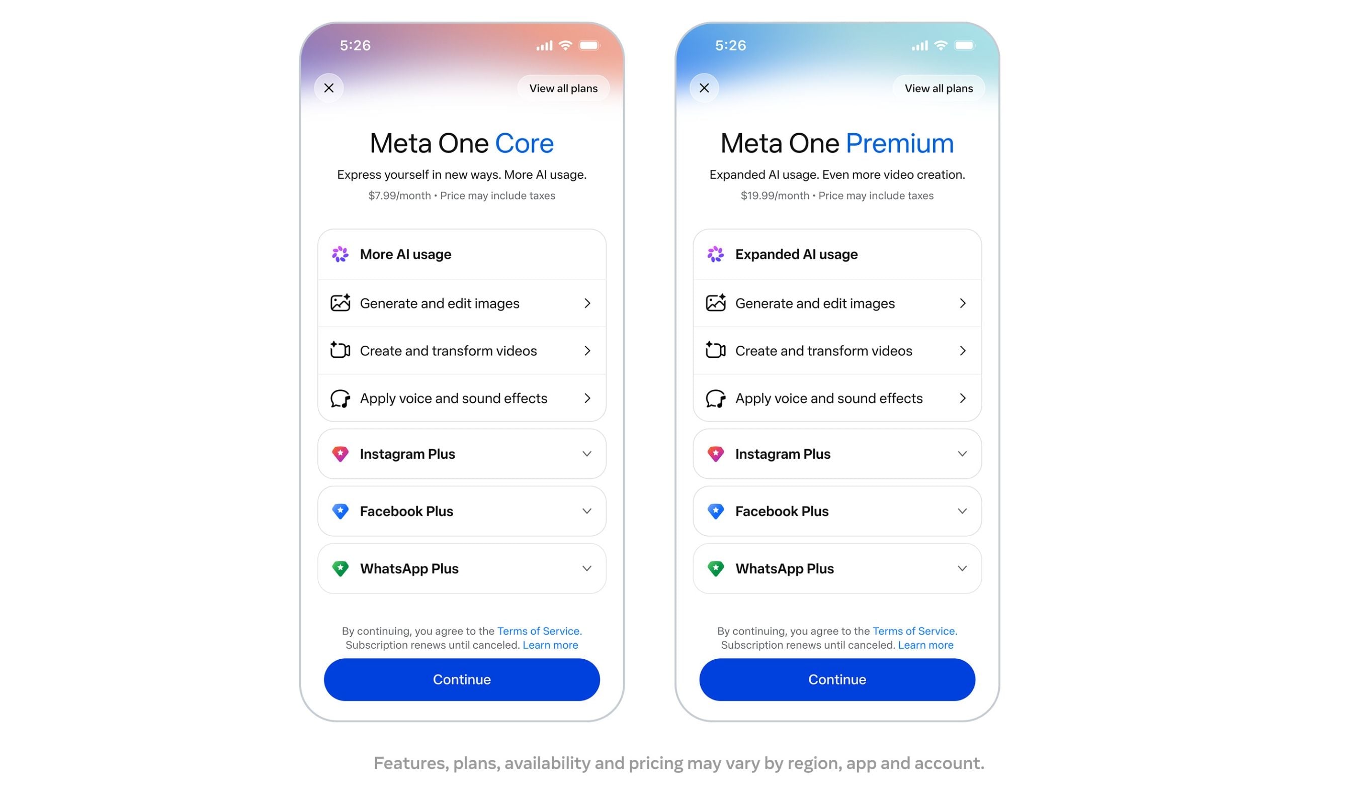 Meta Launches One Subscription With AI Tools