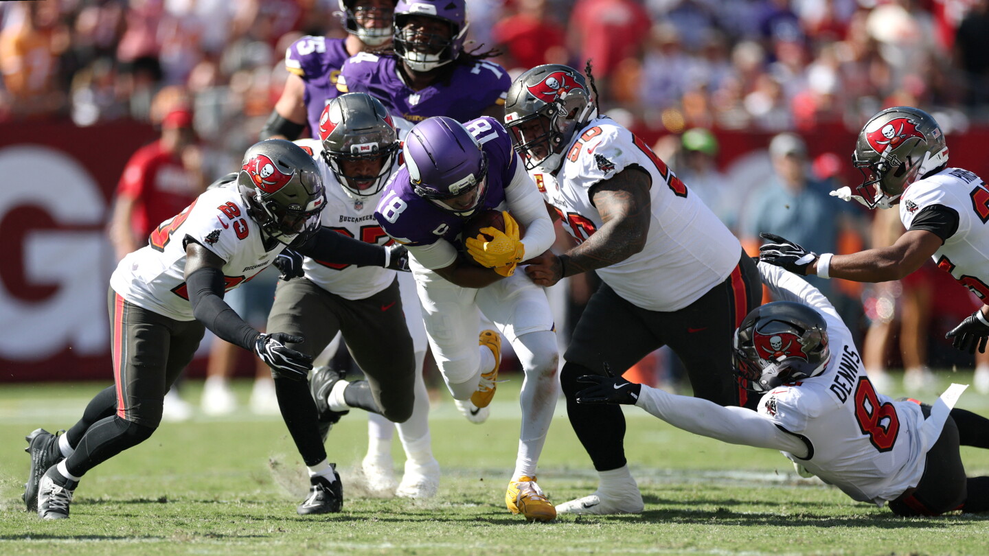 Minnesota Vikings receiver Justin Jefferson ruled out against Tampa Bay with ankle injury.