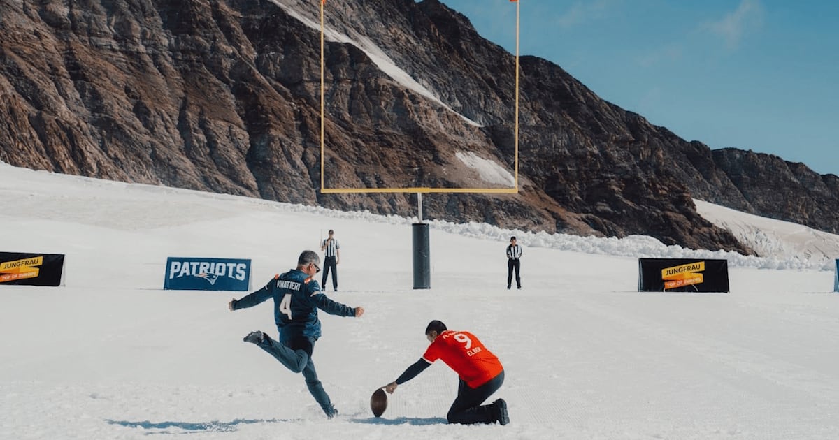 NFL Legend Adam Vinatieri Sets World Record With High-Altitude Swiss Alps Kick