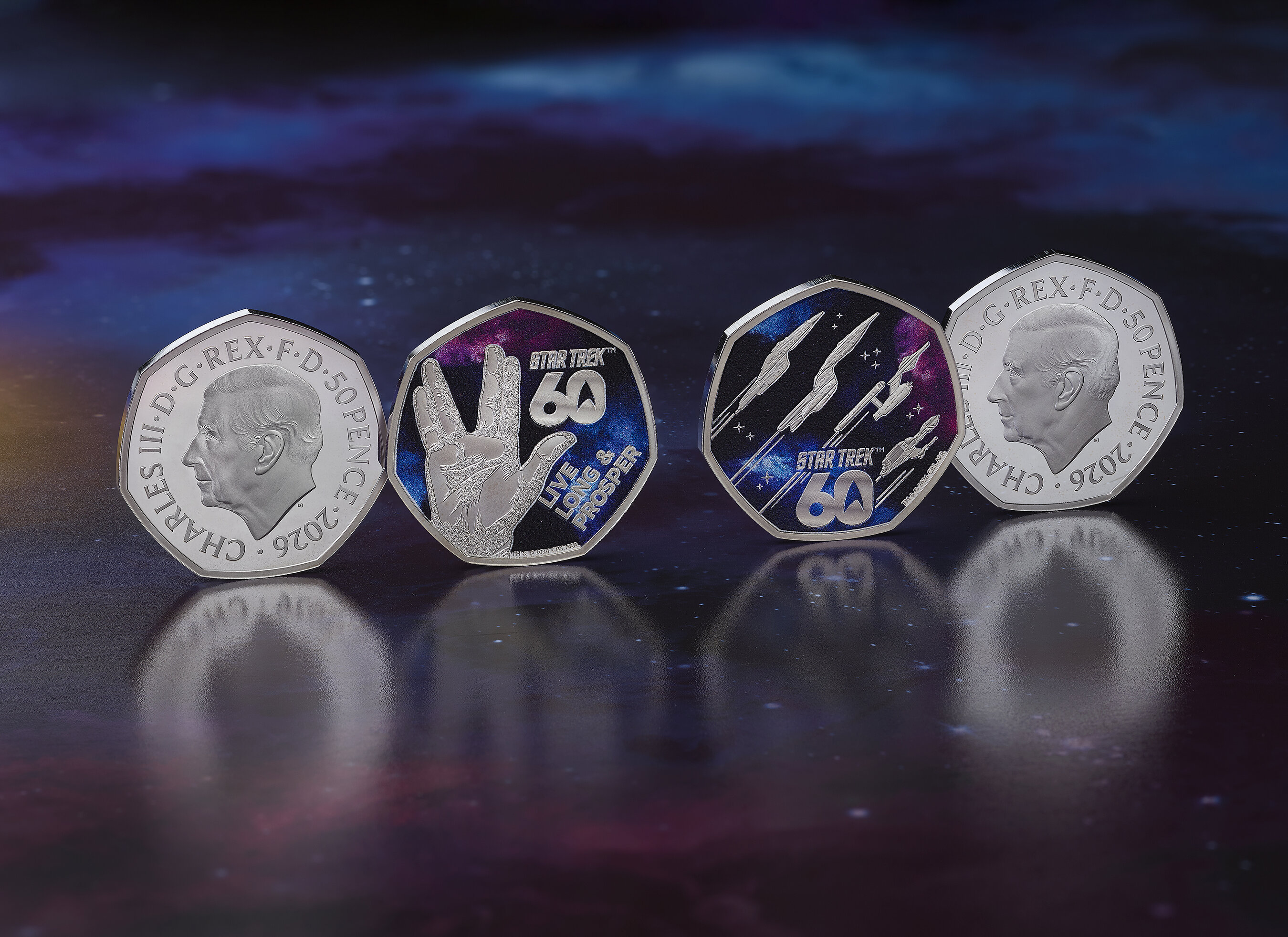 The Royal Mint celebrates six decades of Star Trek with new collectible 50p coins.