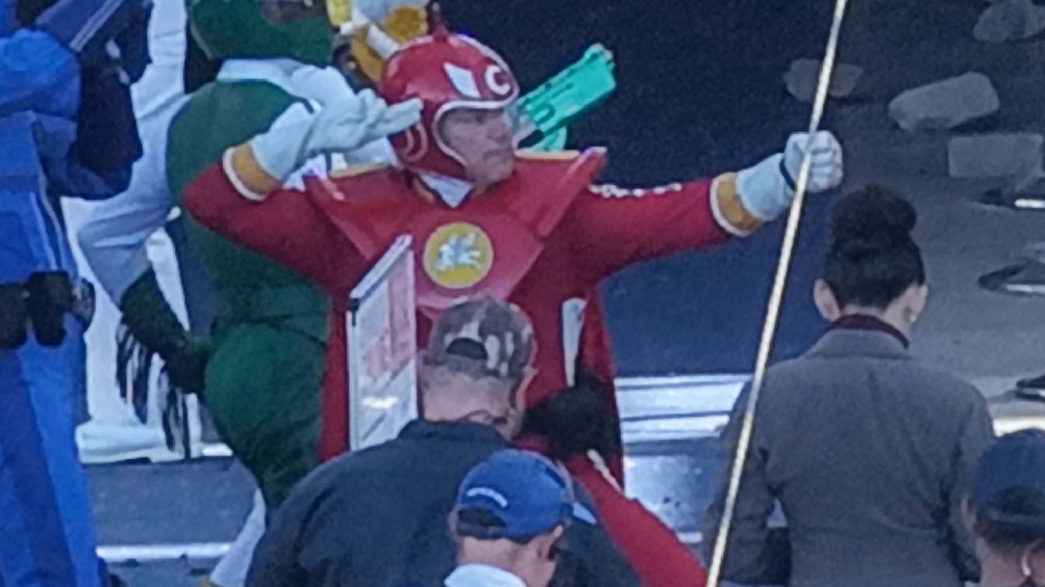 Matt Damon spotted filming new sci-fi project wearing a bright red suit