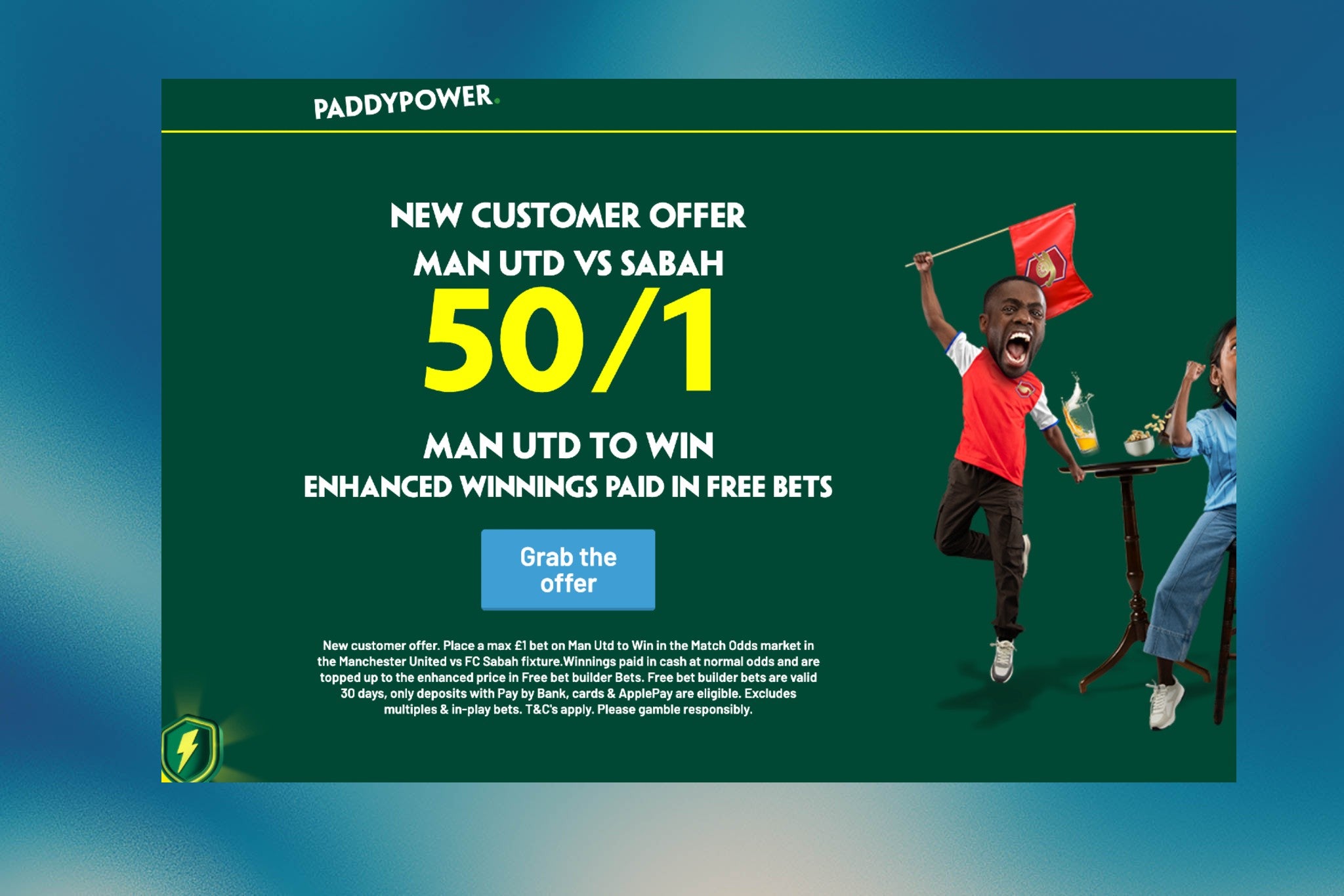 Paddy Power plans 50/1 Man Utd offer