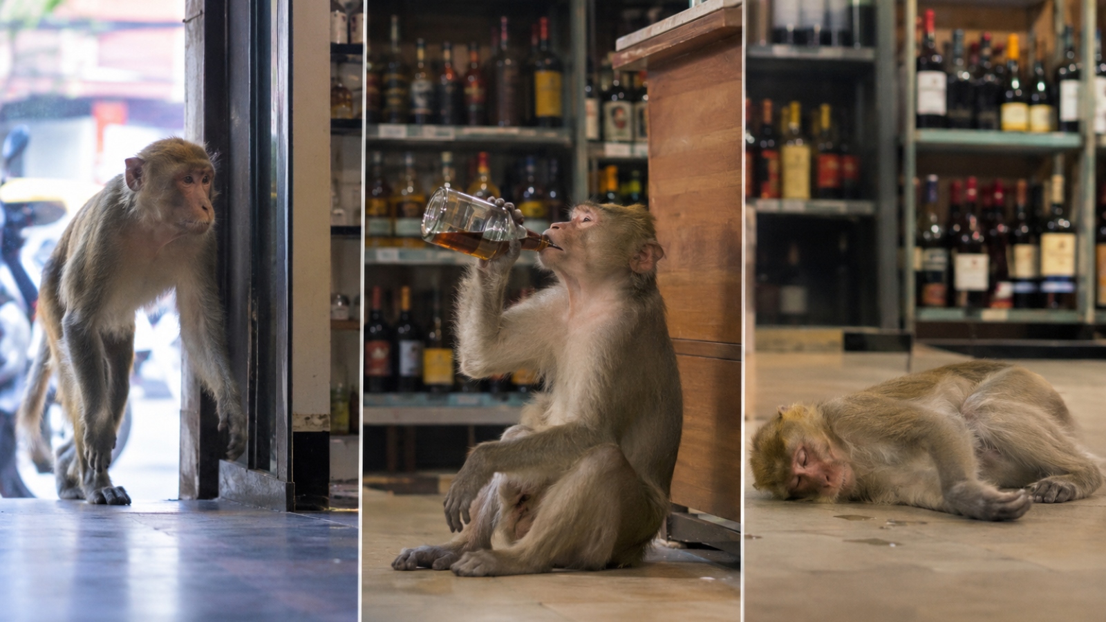 Pregnant Monkey Drinks Vodka and Falls Asleep Inside a Ranchi Liquor Shop