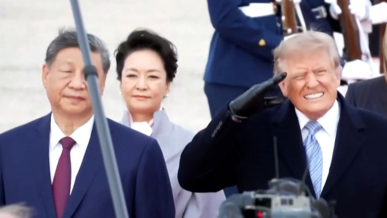 Trump Flinches During B-1 Flyover as Chinese President Xi Jinping Arrives