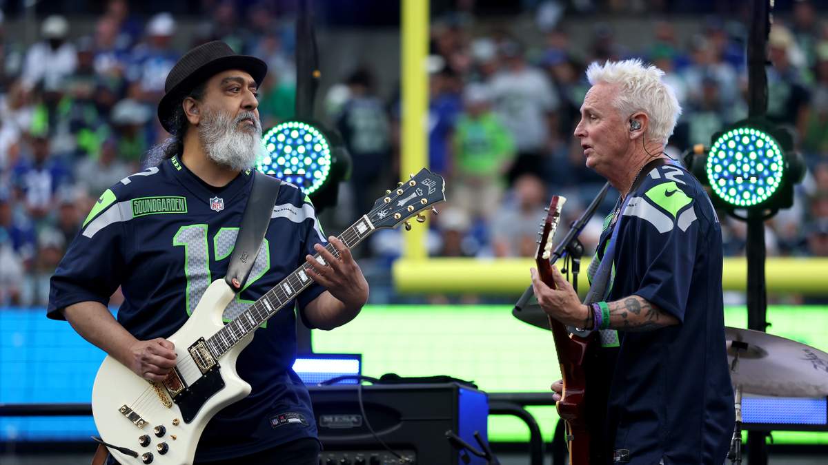 Surviving Soundgarden members reunite for Seattle Seahawks halftime performance featuring guest vocalists.