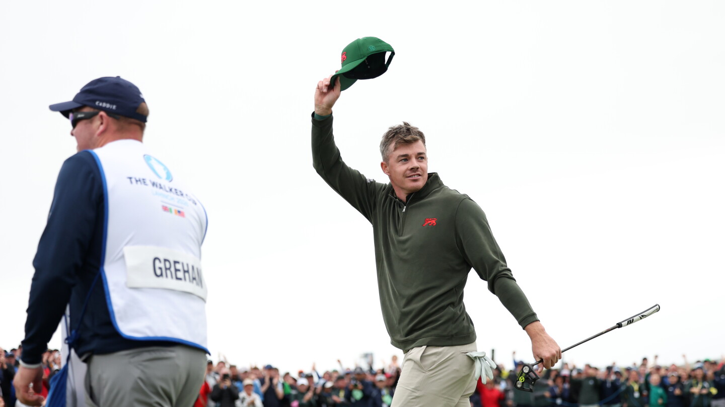 Stuart Grehan's dramatic late comeback gives Great Britain and Ireland a vital Walker Cup edge.