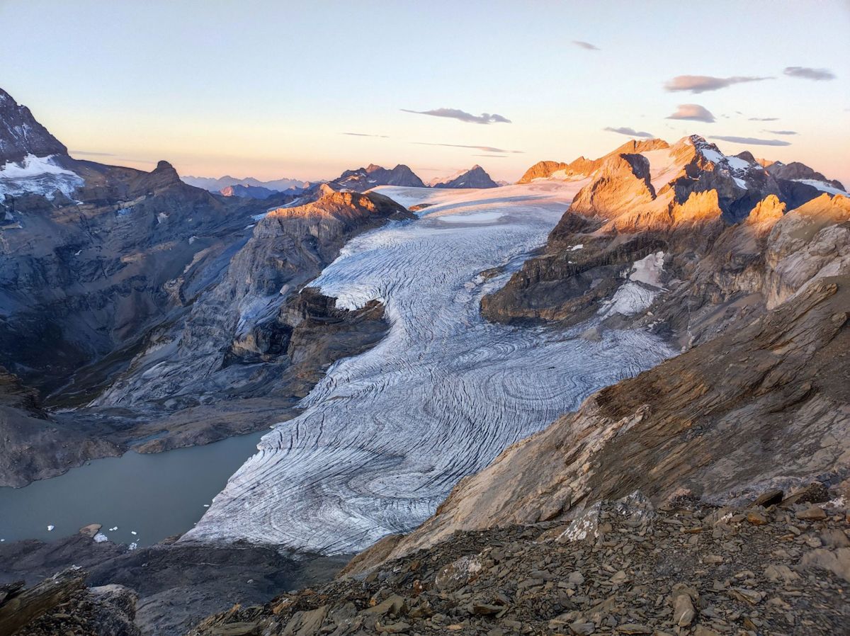 Swiss glaciers suffer massive ice loss following a low-snow winter and prolonged heat.