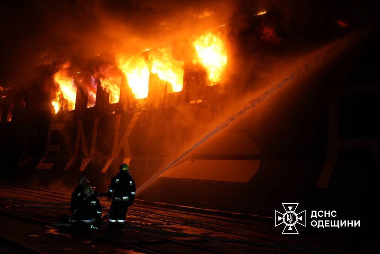 Russian missile strike hits civilian cargo ship in Odesa, killing one crew member.