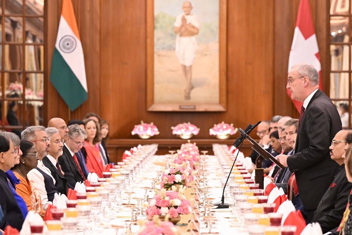 Prime Minister Modi presents Swiss President Parmelin with award-winning Indian cheeses during state visit.