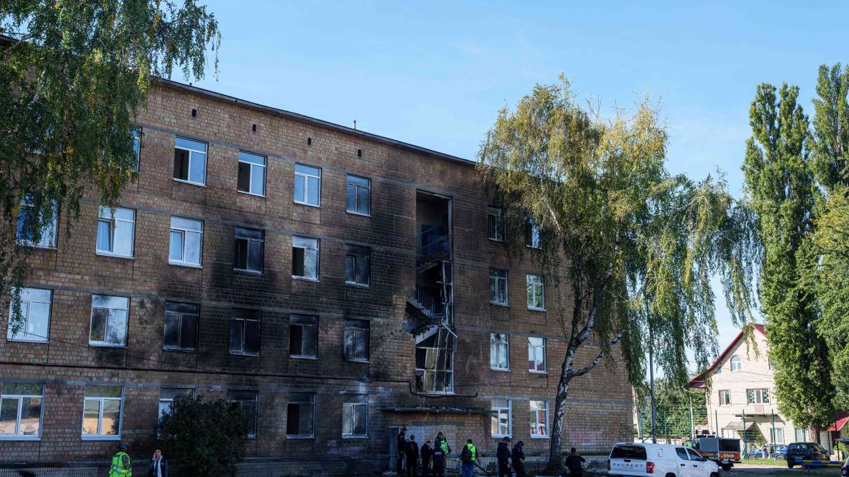 Unexploded Russian Drone Strikes Kyiv School Building Sheltering Over 100 Children