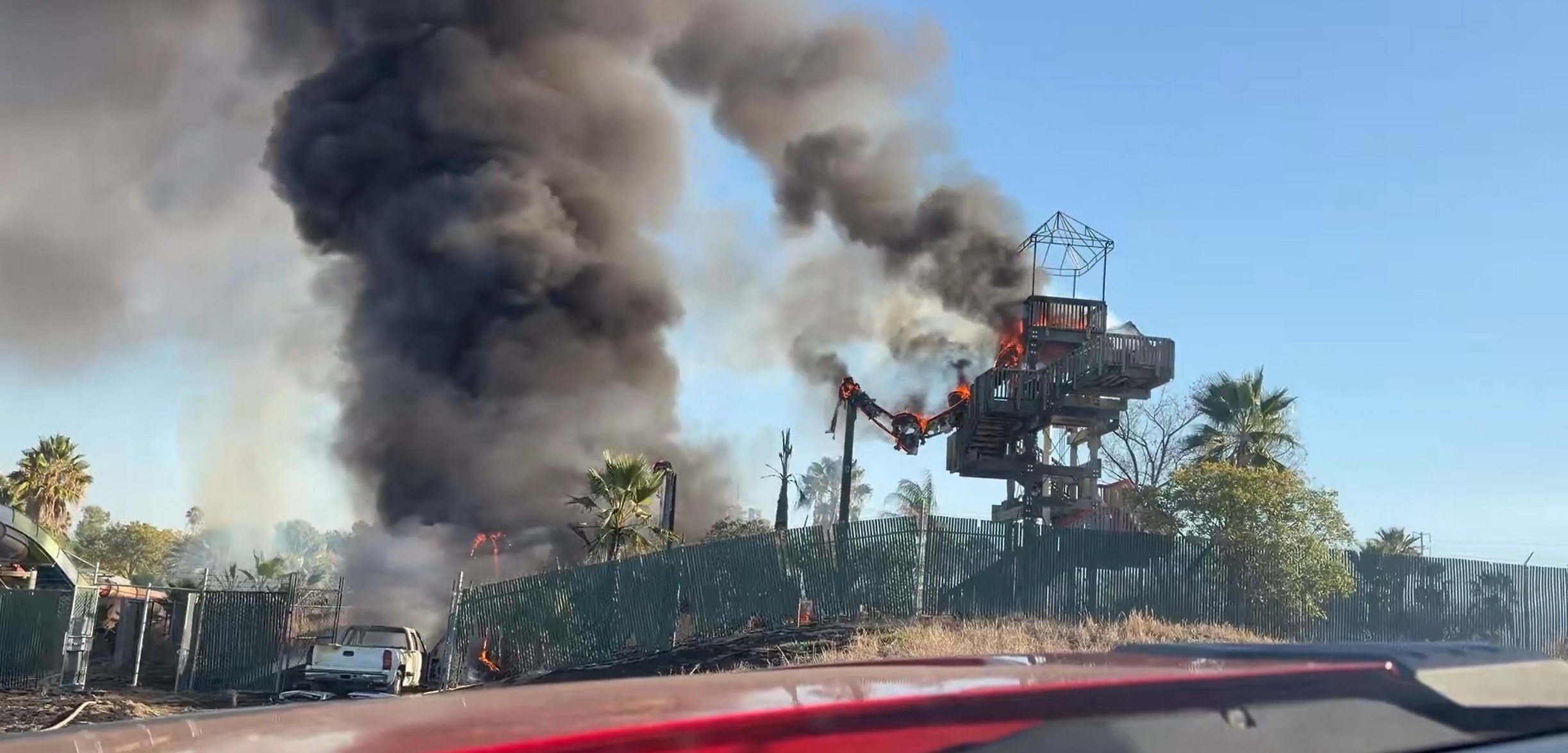 Pickup Truck Crash Sparks Fire and Damages San Jose Water Park Slide