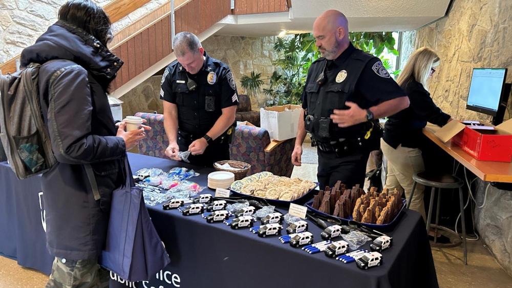 Police departments across multiple states invite residents to Coffee With a Cop gatherings.