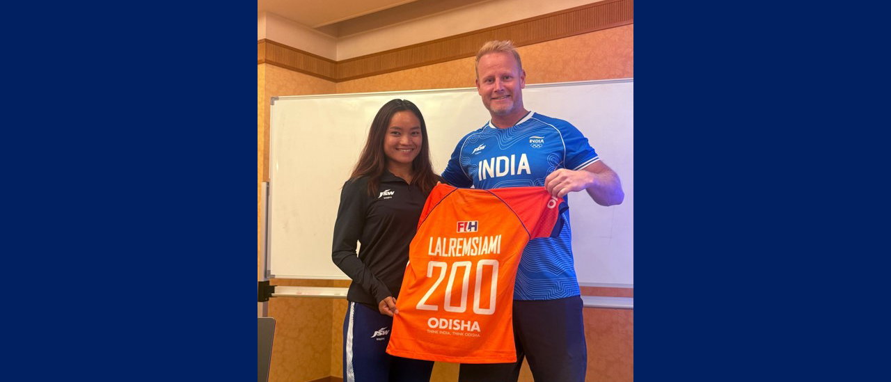Indian hockey forward Lalremsiami achieves her 200th international cap at the Asian Games.