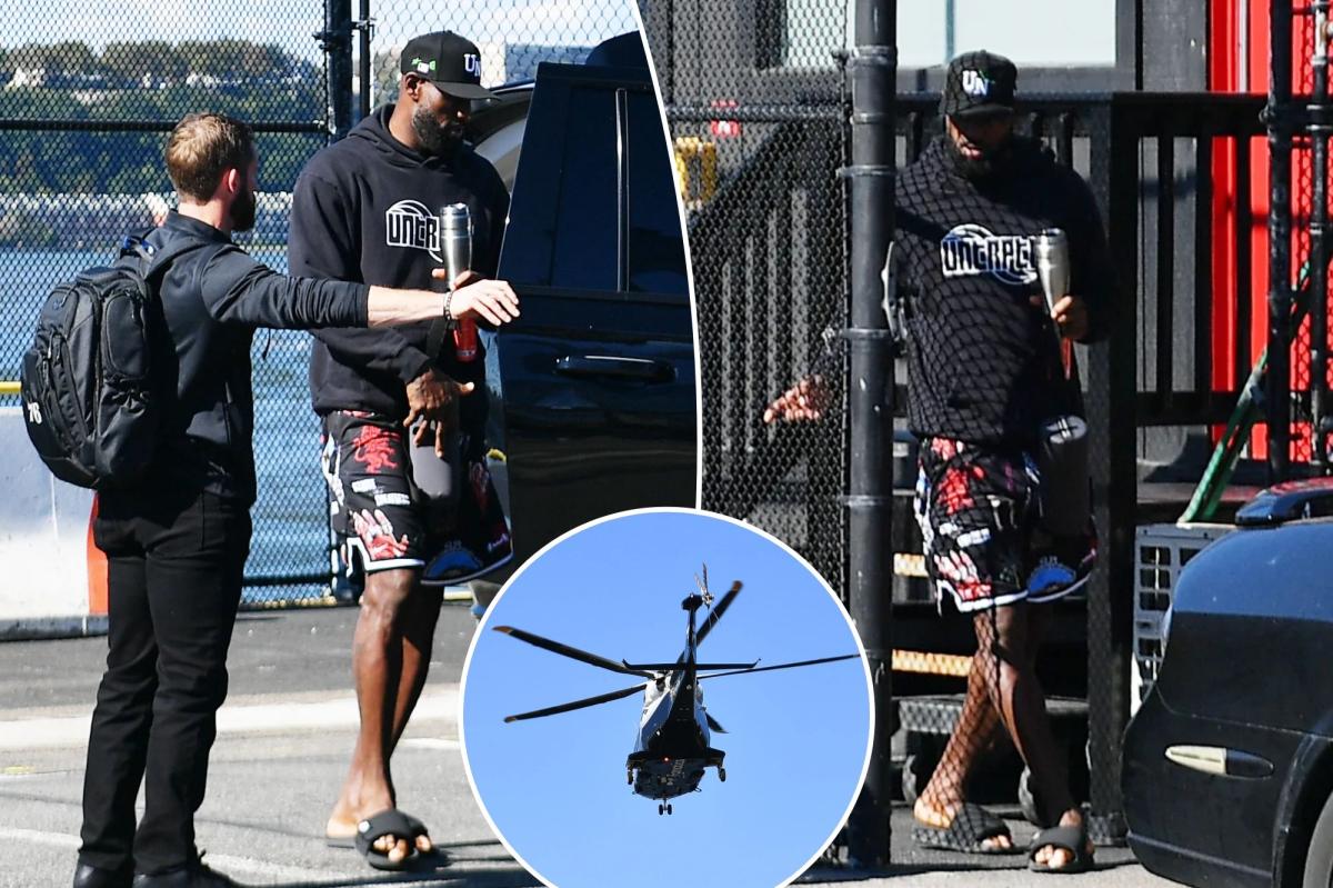 LeBron James commutes via helicopter between Philadelphia and New York after 76ers scrimmage.