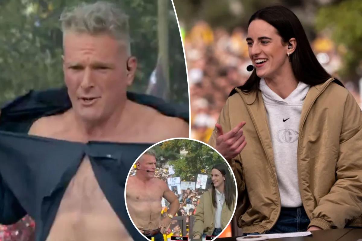 Pat McAfee apologizes to Caitlin Clark after going shirtless on College GameDay