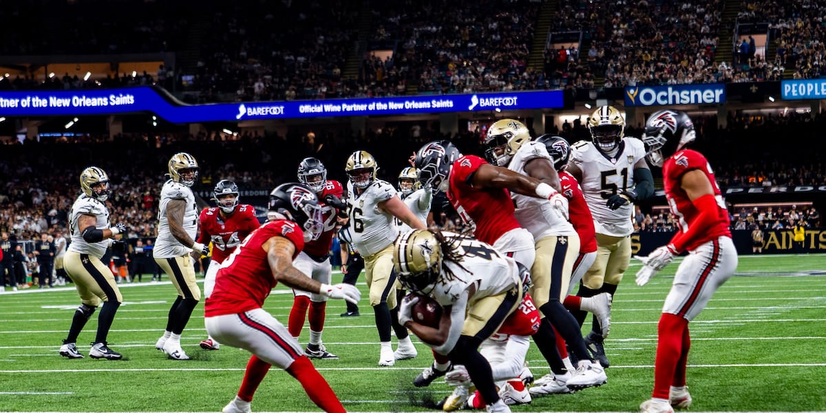 Falcons spoil Superdome anniversary celebrations by defeating the Saints 45-24 on Monday night.